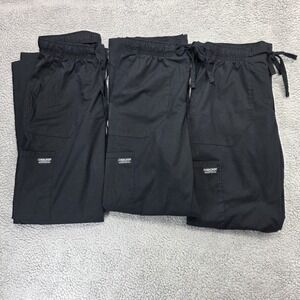 LOT OF 3 Cherokee Workwear Black Scrub Pants BOTTOMS SIZE Small